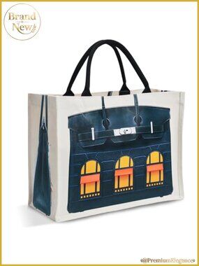 Luxury Print Canvas Tote Bag for Women, 16 oz Structured, Laptop Tote